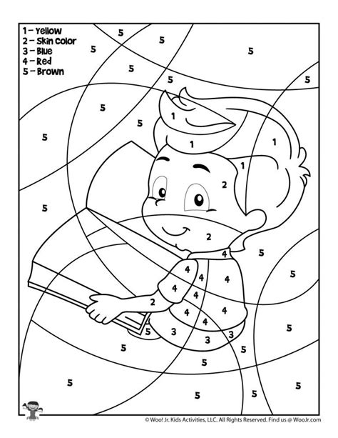 Boy Student Color By Number Coloring Sheet Woo Jr Kids Activities