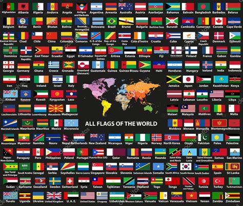 Conjunto Vetor Todas Bandeiras Countries Sovereign States Mundo