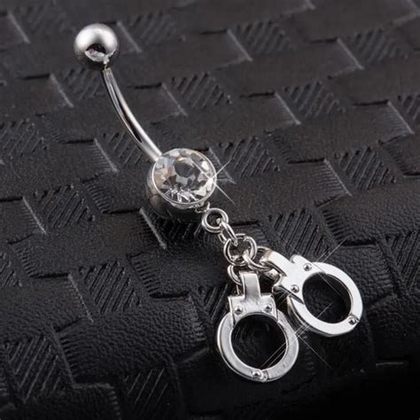 Brand New Handcuffs Belly Button Ring Body Piercings Jewelry Belly