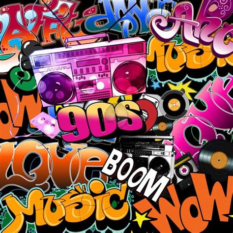 Graffiti 90s Music Wow Boom Video Computer Printed Photography