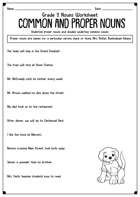 Proper And Common Nouns Worksheet For Grade 3