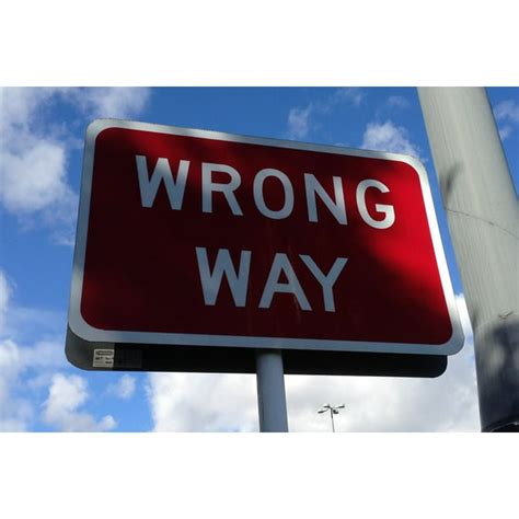 Canvas Print Wrong Wrong Way Sign Caution Warning Road Stretched Canvas