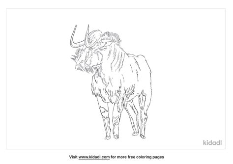 Black Wildebeest Coloring Page Free Mammals Coloring Page Kidadl