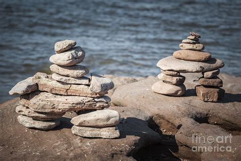 Two Stacked Stone Cairns Photograph By Elena Elisseeva