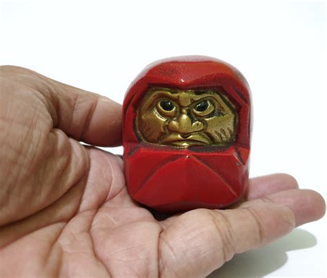 Vintage Red Gold Lucky Daruma Doll Darumasan Japanese Etsy