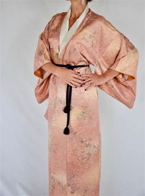 Japanese Vintage Kimono Robe Silk Including Obijime Kumihimo Belt