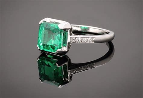 Square Cushion Cut Vintage Engagement Ring With Emerald And Diamonds
