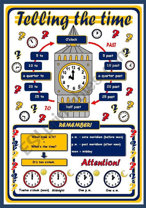Telling The Time Poster Esl Worksheet By Xani