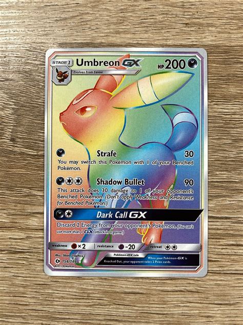 Umbreon Gx Rainbow Custom Made Pokémon Card Sun And Moon Etsy