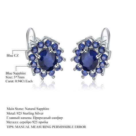 Gem S Ballet 1 89Ct Natural Blue Sapphire Earrings Pure 925 Sterling