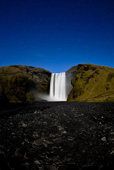 Skógafoss By Night Skogafoss Night Outdoor