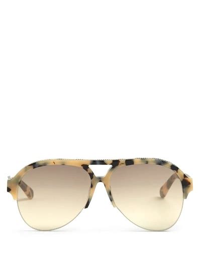 Stella Mccartney Half Frame Acetate Sunglasses In Tonal Brown Tortoiseshell Modesens