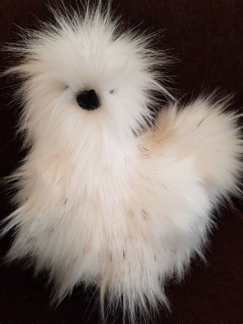 White Plush Silkie Chicken Collectable Ornament Etsy
