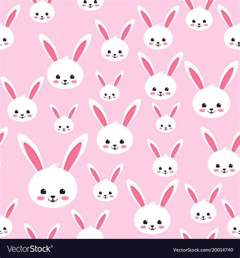 Easter Rabbit Seamless Pattern On Pink Background Vector Image