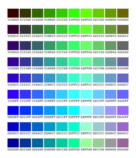 Free 5 Sample Css Color Chart Templates In Pdf Ms Word