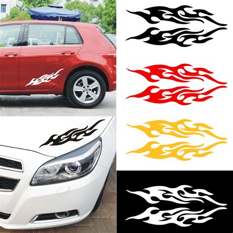 Pcs Pair Car Reflective Stickers Flame Fire Sticker Vehicle Decal