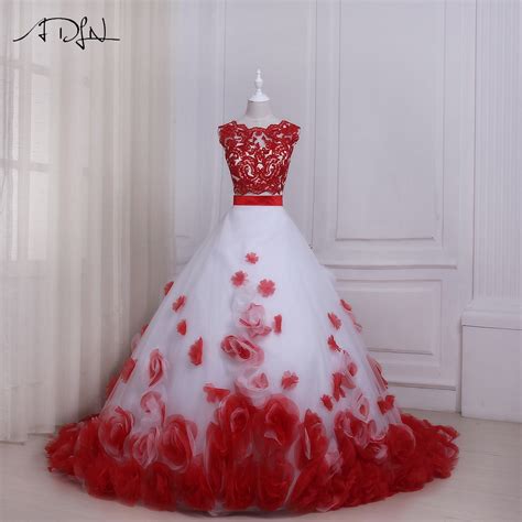 Adln White And Red Wedding Dresses Sexy Two Pieces