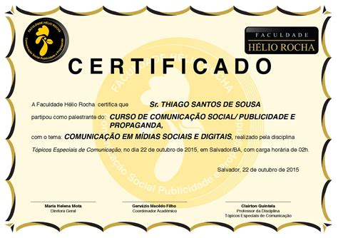 Certificado Do Palestrante By Hayrla Silva Issuu
