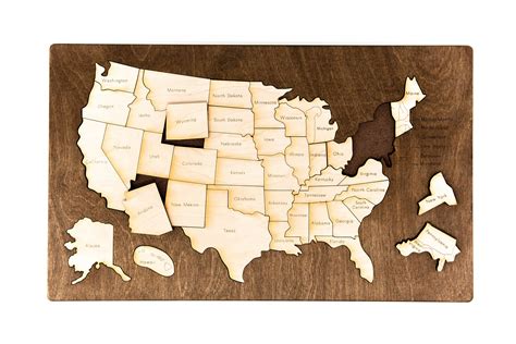 United States Wooden Map Puzzle Etsy