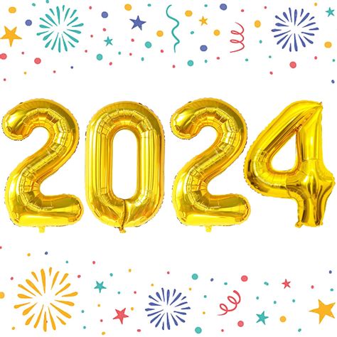Buy 40 Inch Giant Gold Number 2024 Balloon 2024 New Years Decorations