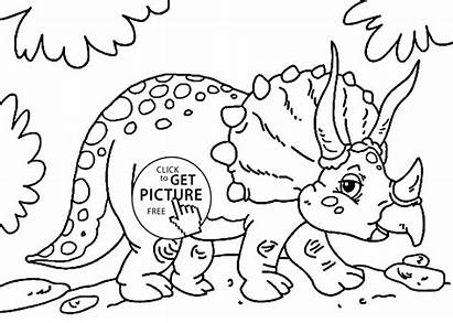 Coloring Triceratops Dinosaur Pages Printable Cartoon Fun