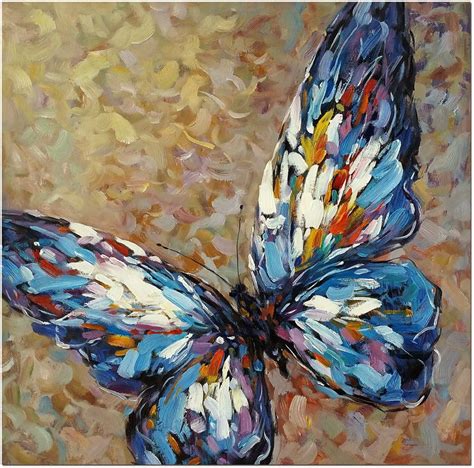 Blue Butterfly Signed Hand Painted Abstract Butterfly