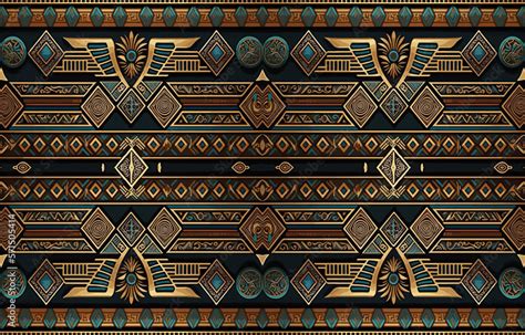 Vetor De Egyptian Fabric Pattern Abstract Indigenous Line Art For