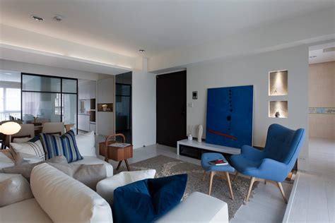 Cream Blue Living Room Interior Design Ideas