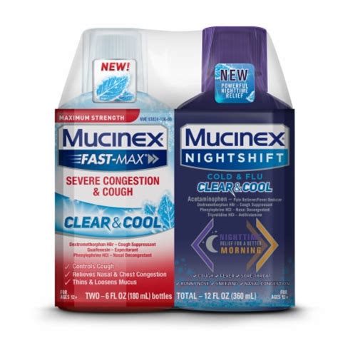Mucinex Fast Max Severe Congestion And Cough And Mucinex Nightshift Cold And Flu Liquid Medicine