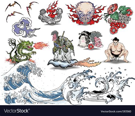 Japanese Tattoo Elements Royalty Free Vector Image