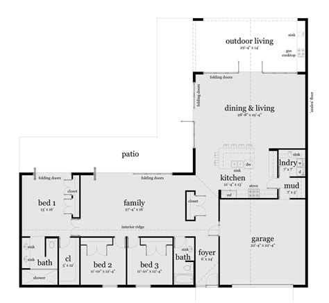 The master bedroom is located away from. Ranch Style House Plan - 3 Beds 2 Baths 2521 Sq/Ft Plan ...