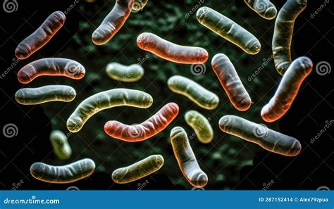 Enlarged Visual of Microbes: Bacteria and Viruses - Generative AI Stock