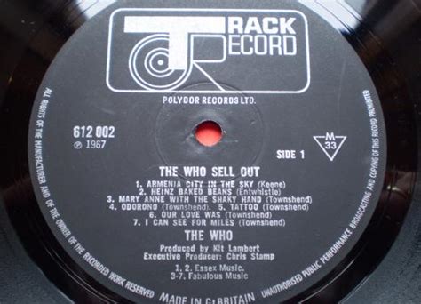 The Who Sell Out Album 1st Uk Pressing Mono Cat No 612 002 Track Records Labels Rare