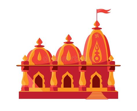 Hindu Temple With Flag Isolated Stock Illustration Illustration Of