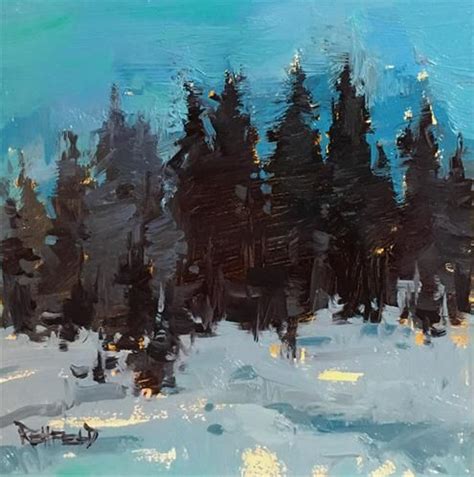 Daily Paintworks Snow Twillight Original Fine Art For Sale
