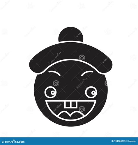 Happy Chinese Emoji Black Vector Concept Icon Happy Chinese Emoji Flat