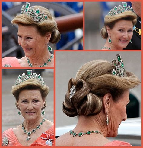 Queen Sonja Of Norway Wearing The Emerald Tiara To The Wedding Of