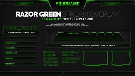 Razor Green Green Overlay Twitch Overlay