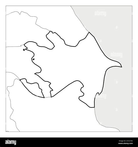 Mapa de Azerbaiyán contorno negro y grueso resaltado con los países