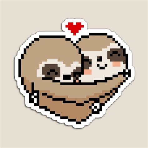 Cute Pixel Hugging Sloths Sticker By Pixelartplanet In 2023 Cute