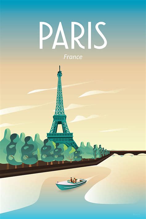 Vintage Travel Poster Paris Poster Eiffel Tower France Digital Art By