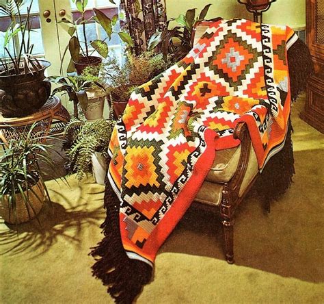 Indian Afghan Crochet Pattern Geometric Blanket Throw