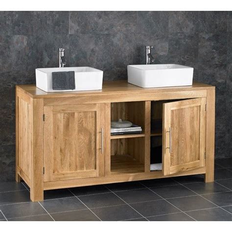 Alta Solid Oak Double Basin With Tap Bathroom Cabinet Double Basin