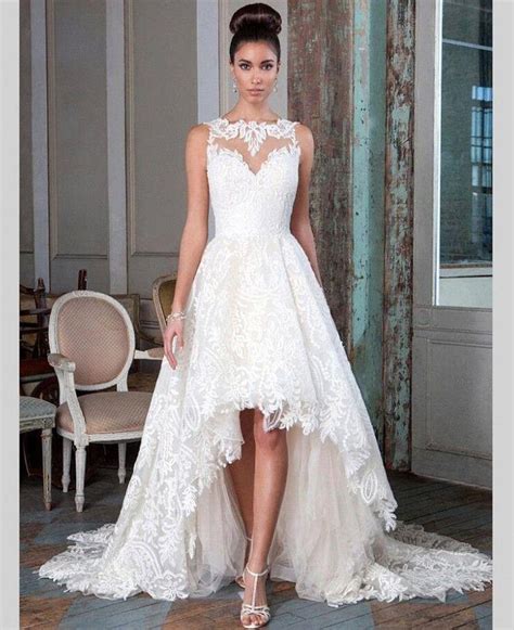 Sexy Lace Backless High Low Wedding Dresses Short Front Long Back