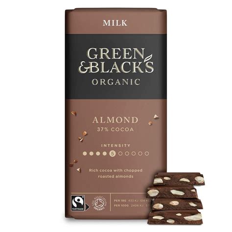 Green And Blacks Organic Milk Chocolate Almond 90g Green Black S