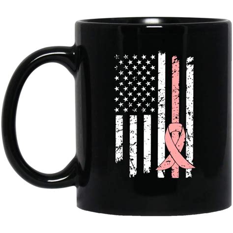 Breast Cancer Awareness American Flag Distressed Mugs