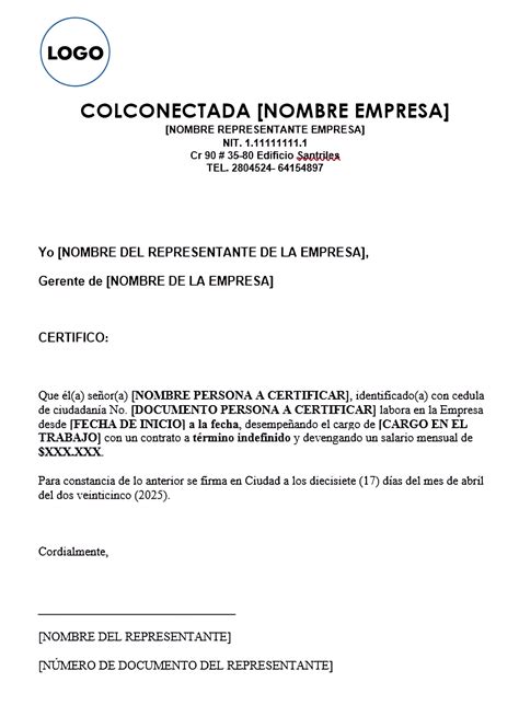 Carta De Certificación Laboral Ejemplo Y Formato En Word
