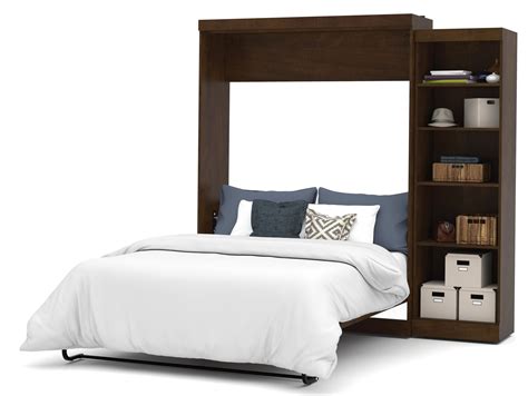 Pur Chocolate 90 Queen Wall Storage Bed From Bestar 26888 69