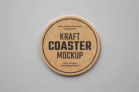 Kraft Beverage Coaster Mockup By Deeplab On Creativemarket Branding Mockups Branding Design