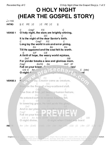 O Holy Night Hear The Gospel Story Chords PDF Sovereign Grace